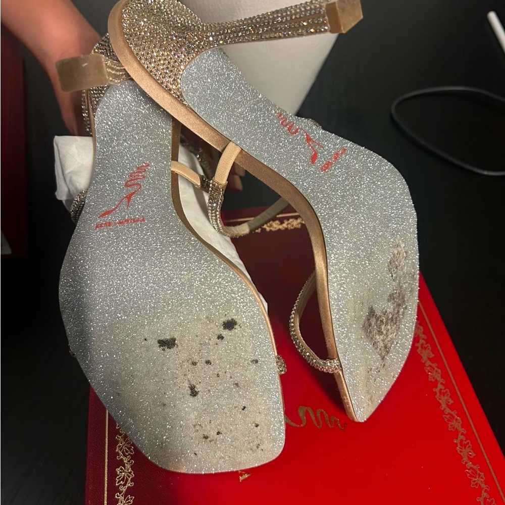 Rene Caovilla Gold Crystal-Strap Stiletto Sandals - Picture 6 of 7